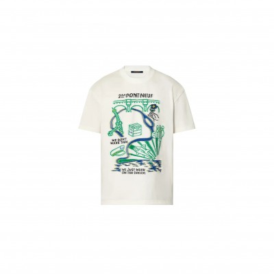 LOUIS VUITTON INTARSIA GRAPHIC COTTON T-SHIRT 